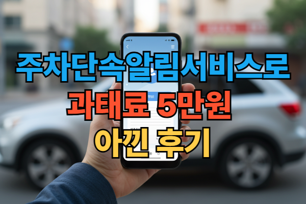 스마트폰으로 주차단속알림서비스 문자를 받고 과태료를 피하는 방법을 설명하는 이미지