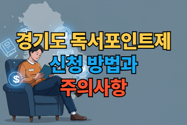 경기도 독서포인트제를 활용해 책을 읽으며 지역화폐 포인트를 쌓는 모습 일러스트